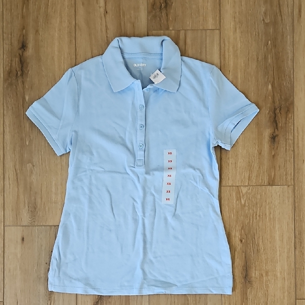 Old Navy Women's Light Blue Polo Shirt Size Xsmall.